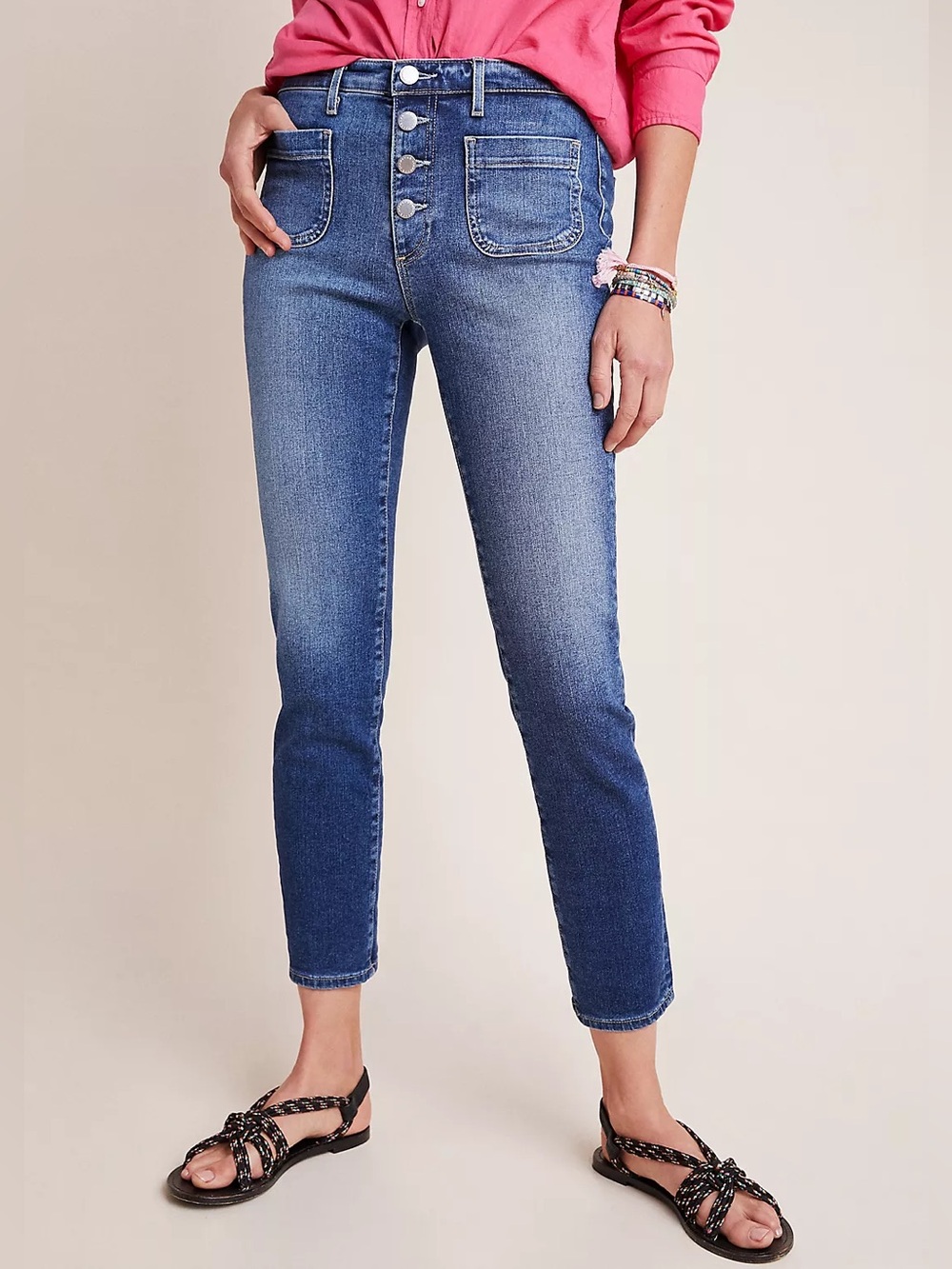 AG The Stevie Skinny Ankle Button Up Jeans